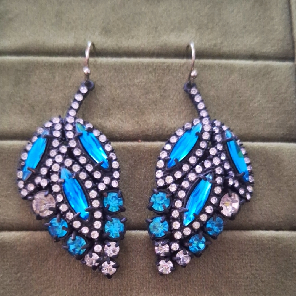 J. Crew Blue and Silver Dangle Earrings